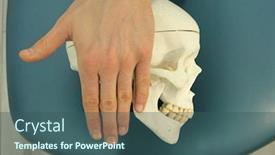  Presentation with skull - Presentation theme having hand-on-the-model background and a ocean colored foreground