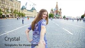  Presentation with russia - Presentation design consisting of hand on the red square background and a light gray colored foreground