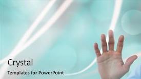  Presentation with abstract animated - PPT theme consisting of hand open with abstract background and a light blue colored foreground