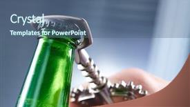  Presentation with beer bottle - Beautiful presentation design featuring hand opening a bottle backdrop and a ocean colored foreground