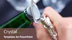  Presentation with beer bottle - Presentation design featuring hand opening a bottle of beer background and a coral colored foreground