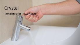  Presentation with water tap - Slides having hand opening a water tap background and a coral colored foreground