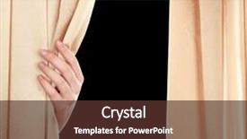  Presentation with curtain opening - PPT layouts having gold theatre curtains - hand opening curtain on black background and a tawny brown colored foreground