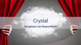  Presentation with red curtain - Beautiful theme featuring hand opening red curtain backdrop and a sky blue colored foreground