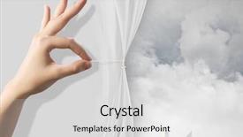  Presentation with curtain opening - Colorful PPT theme enhanced with hand opening the white curtain backdrop and a light gray colored foreground