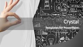  Presentation with behind curtain - Theme having close up of hand opening background and a dark gray colored foreground