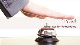  Presentation with over the counter - Theme enhanced with hand over a hotel bell background and a  colored foreground
