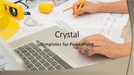  Presentation with floor plan - Beautiful PPT layouts featuring hand over construction plans backdrop and a soft green colored foreground