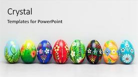  Presentation with rustic spring - Audience pleasing theme consisting of hand-painted easter eggs collection backdrop and a white colored foreground