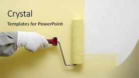  Presentation with painting - Colorful PPT theme enhanced with hand painting a white wall backdrop and a blonde colored foreground
