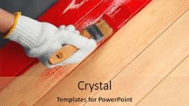  Presentation with construction red - Presentation design enhanced with hand painting wooden surface background and a coral colored foreground