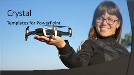  Presentation with hand palm - Slide deck having hand palm element of design background and a light blue colored foreground