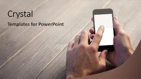  Presentation with smartphone - Audience pleasing PPT layouts consisting of hand phone - cropped image of person using backdrop and a soft green colored foreground