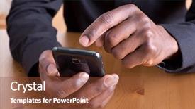  Presentation with electricity gneartion using speed breakers - PPT layouts enhanced with hand phone - man using smartphone background and a tawny brown colored foreground