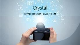  Presentation with photo - Slide set having hand photo shooting with doodle background and a  colored foreground