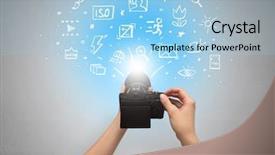  Presentation with shooting - Presentation theme enhanced with hand photo shooting with doodle background and a  colored foreground