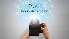  Presentation with shooting - Beautiful PPT theme featuring hand photo shooting with doodle backdrop and a  colored foreground