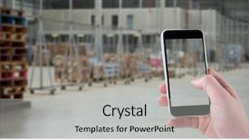  Presentation with warehouse - Presentation theme featuring hand photographing through smart background and a light gray colored foreground