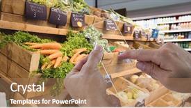  Presentation with vegetables - PPT theme having hand photographing vegetables through transparent background and a  colored foreground