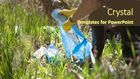  Presentation with cleaning day - Amazing theme having hand-picking-up-garbage-plastic backdrop and a tawny brown colored foreground