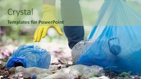  Presentation with volunteer - Beautiful slides featuring hand-picking-up-garbage-plastic backdrop and a mint green colored foreground