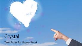  Presentation with white dove heart - Theme with hand pionting at white heart background and a light blue colored foreground