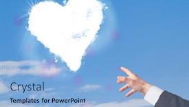  Presentation with white dove heart - Slides consisting of hand-pionting-at-white-heart background and a light blue colored foreground