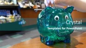  Presentation with green coffee - Colorful slide deck enhanced with hand-placing-coins-on-green backdrop and a ocean colored foreground