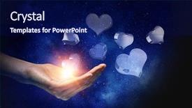  Presentation with symbol - Slides consisting of hand plams - glass heart symbol background and a  colored foreground