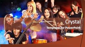  Presentation with lighting effects - Cool new presentation with hand playing guitar - musical group performance in night backdrop and a tawny brown colored foreground