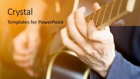  Presentation with classical guitar - Cool new slides with hand playing on acoustic guitar backdrop and a gold colored foreground