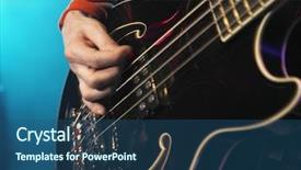  Presentation with bass guitar - Beautiful PPT theme featuring hand playing the bass guitar backdrop and a ocean colored foreground