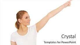  Presentation with weight loss woman showing - Audience pleasing slide deck consisting of hand pointing - student woman showing copyspace backdrop and a  colored foreground