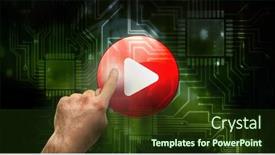  Presentation with circuit - Audience pleasing slides consisting of hand-pointing-against-circuit-board backdrop and a tawny brown colored foreground