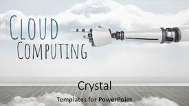 Presentation with cloud computing - PPT layouts enhanced with hand pointing and cloud computing background and a light gray colored foreground