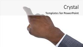  Presentation with finger - Audience pleasing slide deck consisting of hand pointing finger against white backdrop and a white colored foreground