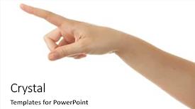 Presentation with hand touching finger digital - Slide deck consisting of hand pointing pressing or touching background and a white colored foreground