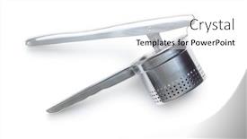  Presentation with potato - Presentation design with hand-potato-presser-isolated background and a white colored foreground