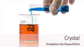  Presentation with chemicals - Slides with hand pouring liquid chemicals background and a sky blue colored foreground