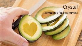  Presentation with fresh cut fruits vegetables - PPT layouts enhanced with hand prepares fresh cut avocado background and a coral colored foreground