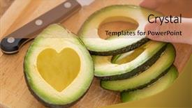  Presentation with fresh avocado - Beautiful PPT layouts featuring hand prepares fresh cut avocado backdrop and a coral colored foreground