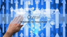  Presentation with upwards - Colorful presentation enhanced with hand-presenting-against-futuristic-arrow backdrop and a light blue colored foreground