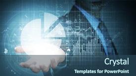  Presentation with market - Slides featuring hand presenting digital market graph background and a ocean colored foreground