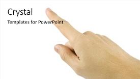  Presentation with press - Audience pleasing slides consisting of hand press button on white backdrop and a  colored foreground