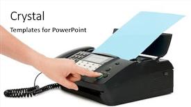  Presentation with machine - Amazing slides having hand presses the fax button backdrop and a white colored foreground