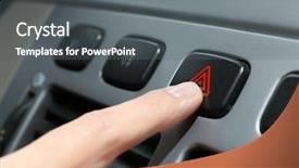  Presentation with emergency code - Slide deck featuring hand pressing emergency warning button background and a gray colored foreground