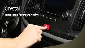  Presentation with gastrointestinal system emergency - Theme with hand pressing emergency warning button background and a black colored foreground