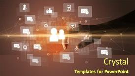  Presentation with application - Slide deck enhanced with hand-pressing-social-media-multimedia background and a tawny brown colored foreground