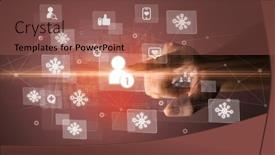  Presentation with multimedia - Slides with hand-pressing-social-media-multimedia background and a violet colored foreground