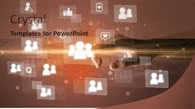  Presentation with social media - Presentation enhanced with hand-pressing-social-media-multimedia and a  colored foreground